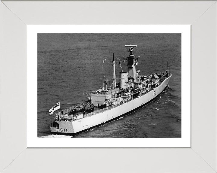 HMS Jupiter (F60) Photo Print - Starboard Quarter View - Royal Navy Leander Class Frigate Hampshire Prints 10 x 8 White Frame Yes