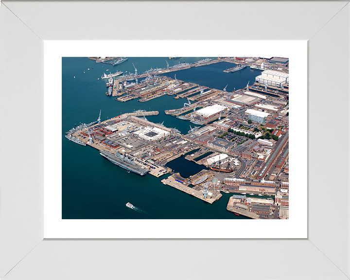 HMNB Portsmouth Photo Print - From the air 2005 - Dockyard Hampshire Prints 10 x 8 White Frame Yes