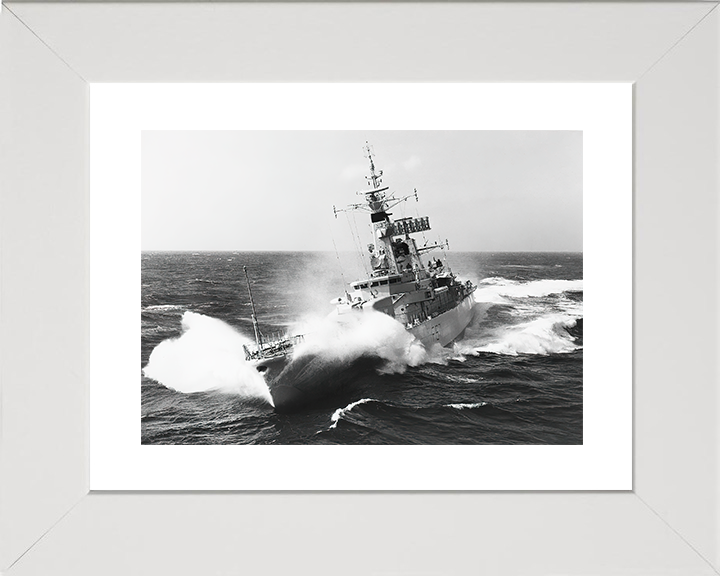 HMS Andromeda (F57) Royal Navy Leander Class Frigate In Rough Seas Photo Print Wall Art Decor Posters, Prints, & Visual Artwork Hampshire Prints 10 x 8 White Frame Yes