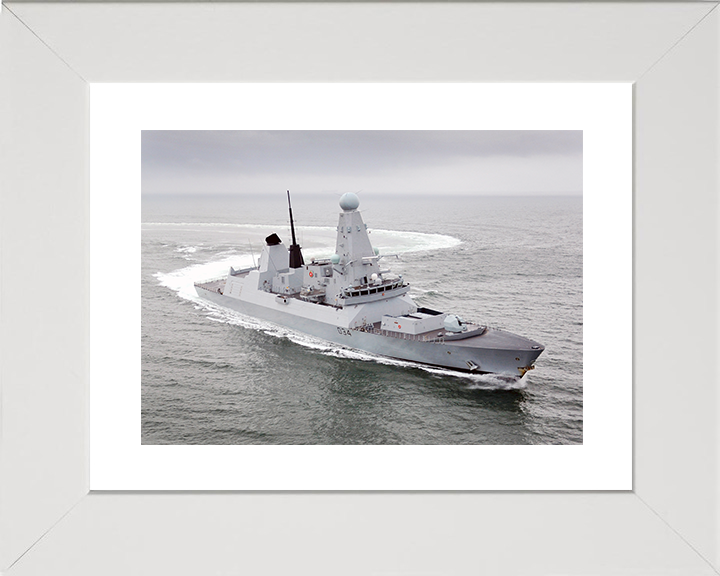 HMS Diamond (D34) Royal Navy Type 45 Destroyer Turning to Port Photo Print Wall Art Decor Posters, Prints, & Visual Artwork Hampshire Prints 10 x 8 White Frame Yes