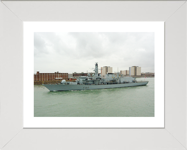 HMS Grafton (F80) Royal Navy Type 23 Frigate Leaving Portsmouth 2005 Photo Print Wall Art Decor Posters, Prints, & Visual Artwork Hampshire Prints 10 x 8 White Frame Yes