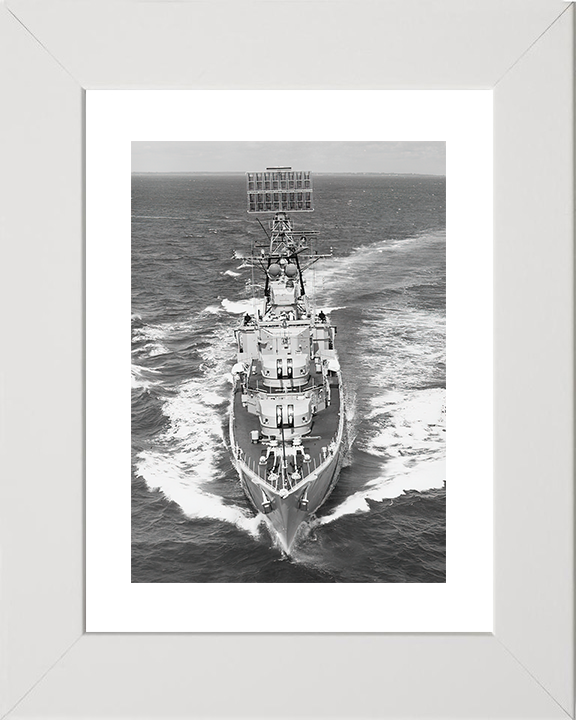 HMS Barrosa (D68) Royal Navy Battle Class Destroyer Bow View Photo Print Wall Art Decor Posters, Prints, & Visual Artwork Hampshire Prints 10 x 8 White Frame Yes