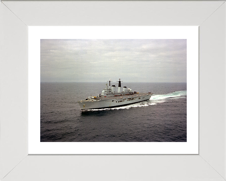 HMS Invincible (R05) Photo Print - At Sea 1982 - Royal Navy Invincible Class Aircraft Carrier Hampshire Prints 10 x 8 White Frame Yes