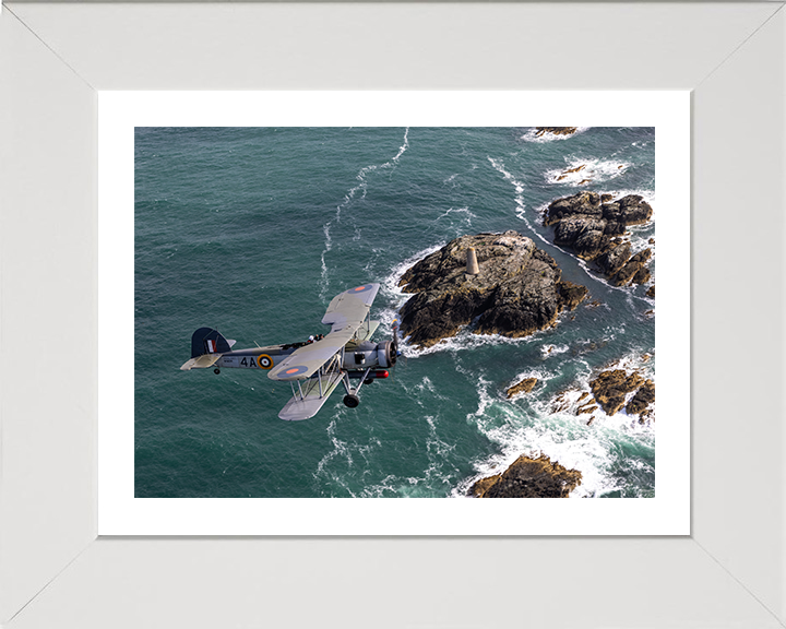 Royal Navy Swordfish Mk1 Plane Over the Coast Photo Print - Royal Navy Aircraft Hampshire Prints 10 x 8 White Frame Yes