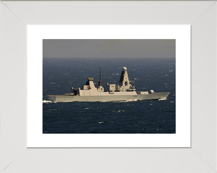 HMS Daring (D32) Royal Navy Type 45 Destroyer At Sea Starboard View Photo Print Wall Art Decor Posters, Prints, & Visual Artwork Hampshire Prints 10 x 8 White Frame Yes