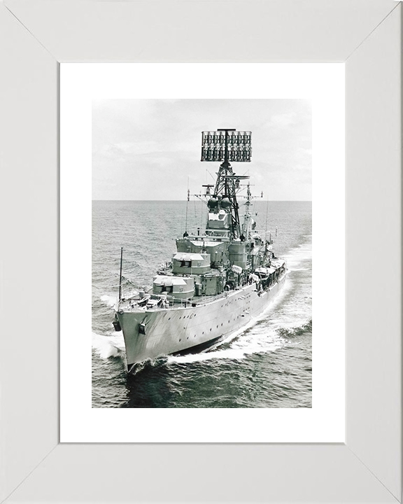 HMS Agincourt (D86) Royal Navy Battle Class Destroyer Photo Print Port Bow View Warship Wall Art Posters, Prints, & Visual Artwork Hampshire Prints 10 x 8 White Frame Yes