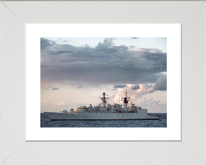 HMS Cumberland (F85) Royal Navy Type 22 Frigate At sunset Photo Print Wall Art Decor Posters, Prints, & Visual Artwork Hampshire Prints 10 x 8 White Frame Yes