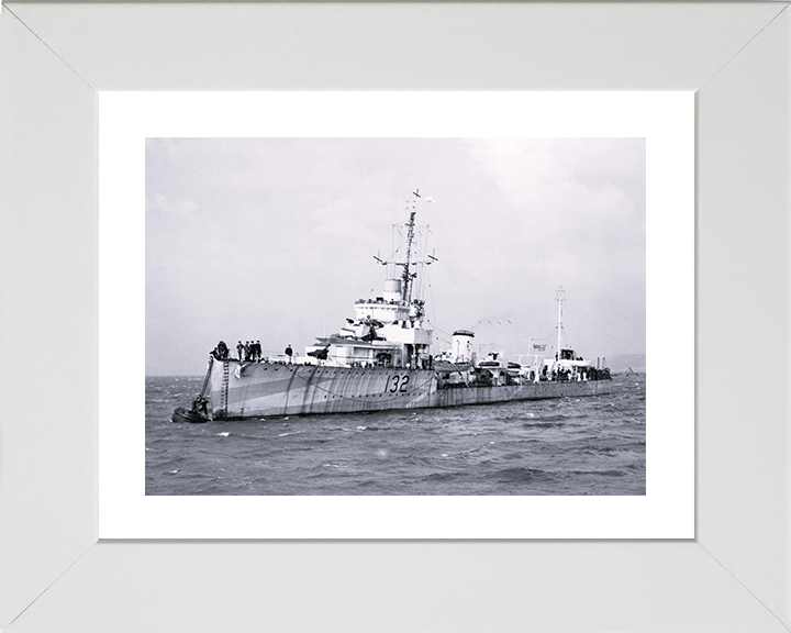 HMS Versatile (I32) Photo Print - At a Buoy 1943 - Royal Navy Admiralty V Class Destroyer Posters, Prints, & Visual Artwork Hampshire Prints 10 x 8 White Frame Yes