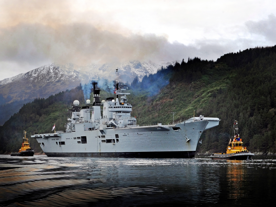 HMS Illustrious (R06) Royal Navy Invincible Class Aircraft Carrier With Tugs Photo Print Wall Art Decor - Posters, Prints, & Visual Artwork - by Hampshire Prints (image 1 of 9)