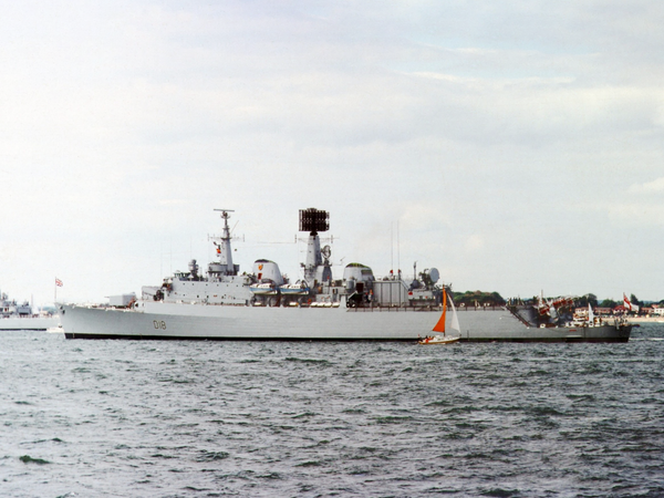 HMS Antrim D18 County Class Destroyer At Anchor