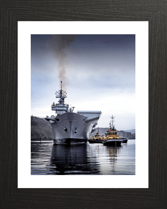HMS Illustrious (R06) Royal Navy Invincible Class Aircraft Carrier Bow View With Tugs Photo Print Wall Art Decor - Posters, Prints, & Visual Artwork - by Hampshire Prints (image 2 of 9)