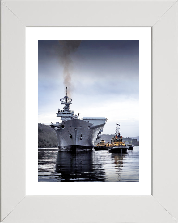HMS Illustrious (R06) Royal Navy Invincible Class Aircraft Carrier Bow View With Tugs Photo Print Wall Art Decor - Posters, Prints, & Visual Artwork - by Hampshire Prints (image 4 of 9)