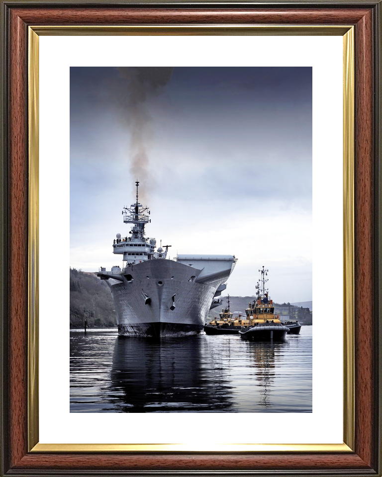 HMS Illustrious (R06) Royal Navy Invincible Class Aircraft Carrier Bow View With Tugs Photo Print Wall Art Decor - Posters, Prints, & Visual Artwork - by Hampshire Prints (image 8 of 9)