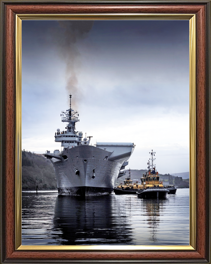 HMS Illustrious (R06) Royal Navy Invincible Class Aircraft Carrier Bow View With Tugs Photo Print Wall Art Decor - Posters, Prints, & Visual Artwork - by Hampshire Prints (image 9 of 9)