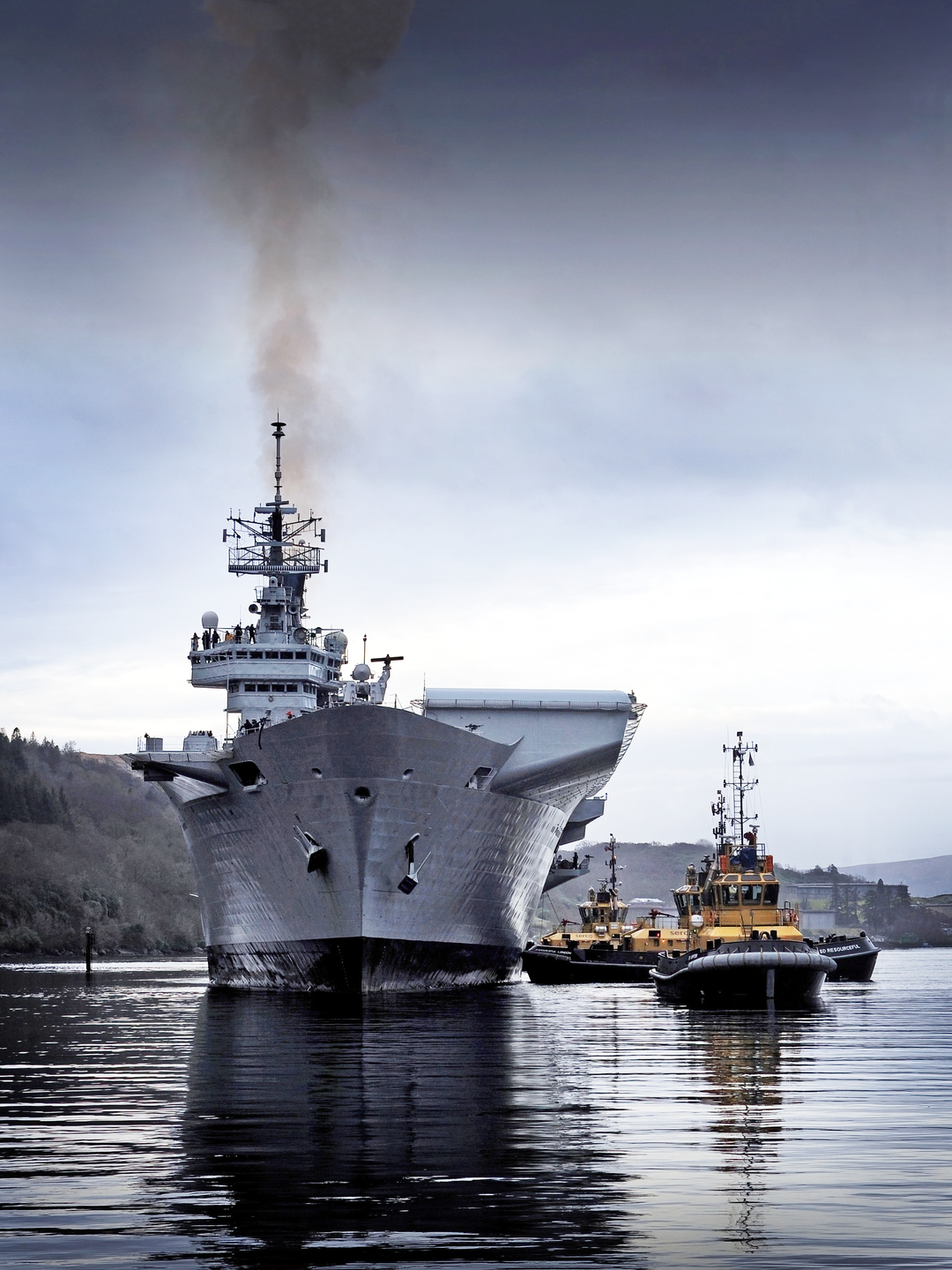 HMS Illustrious (R06) Royal Navy Invincible Class Aircraft Carrier Bow View With Tugs Photo Print Wall Art Decor - Posters, Prints, & Visual Artwork - by Hampshire Prints (image 1 of 9)