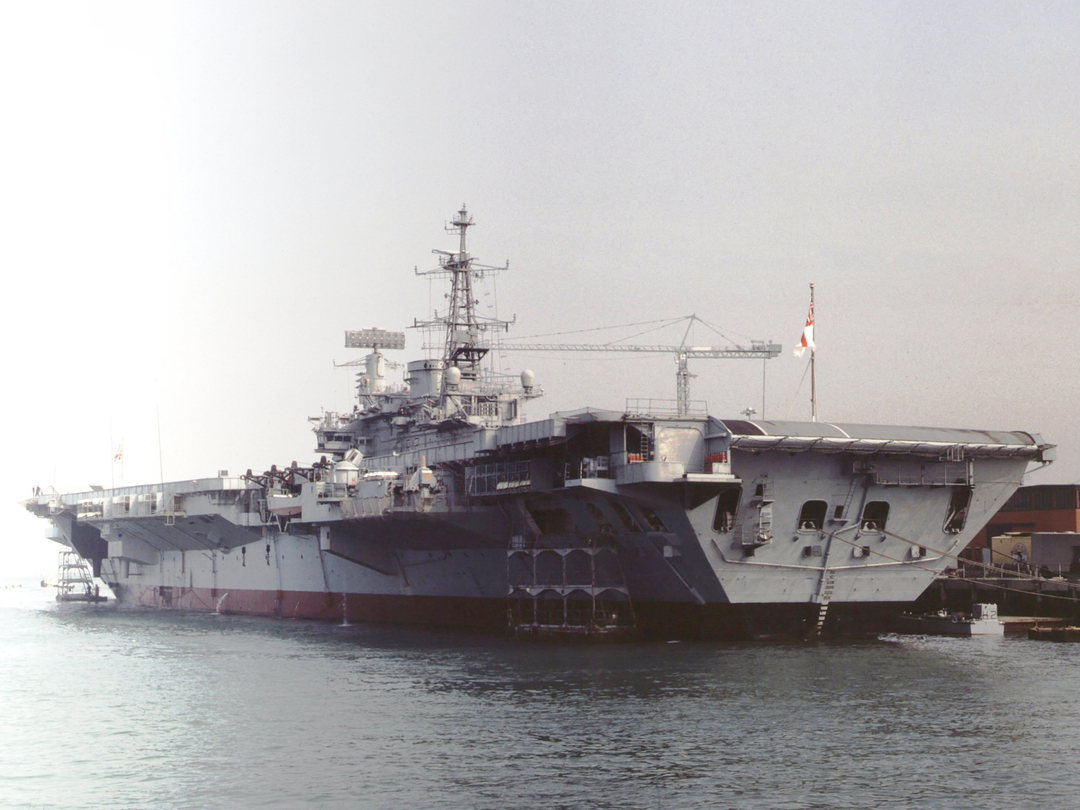 HMS Hermes (R12) Royal Navy Centaur Class Aircraft Carrier Alongside Portsmouth Photo Print Wall Art Decor - Posters, Prints, & Visual Artwork - by Hampshire Prints (image 1 of 9)