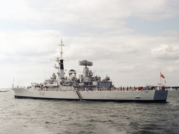 HMS Phoebe F42 Leander Class Frigate At Anchor