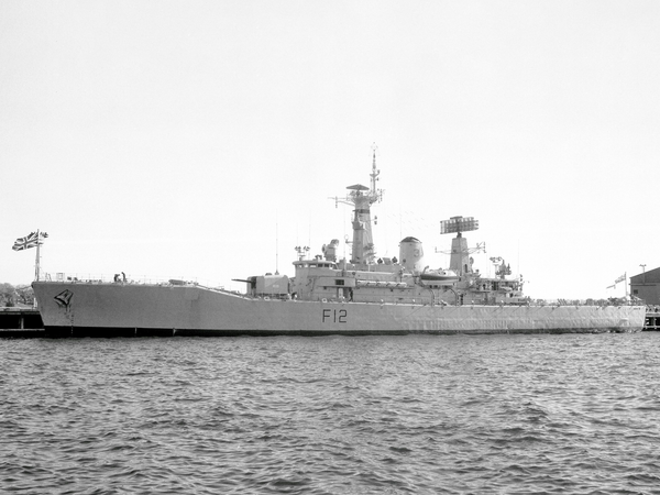 HMS Achilles F12 Leander Class Frigate In Harbour