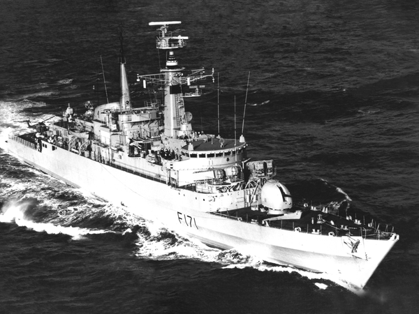 HMS Active F171 Type 21 Frigate Starboard Bow View