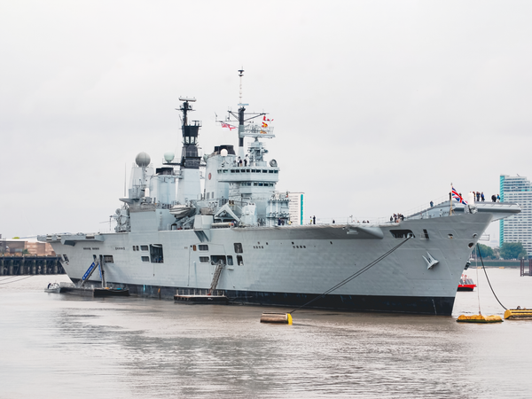 HMS Ark Royal R07 Invincible Class Aircraft Carrier At A Buoy
