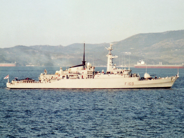 HMS Amazon F169 Type 21 Frigate Starboard Beam View