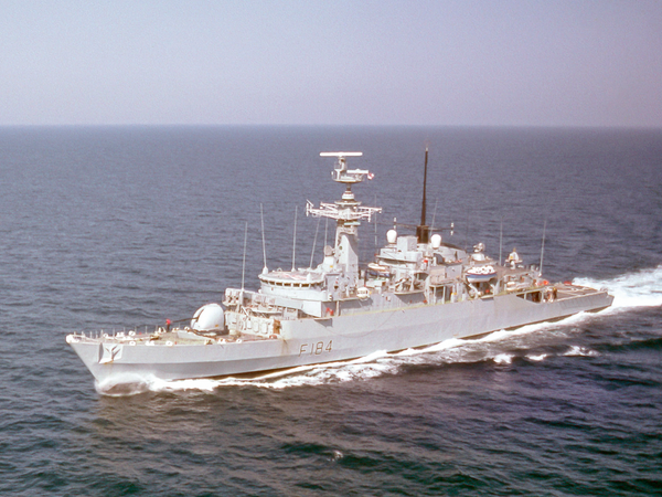 HMS Ardent F184 Type 21 Frigate High Port Side View