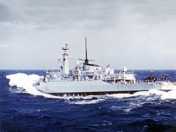 HMS Ardent F184 Type 21 Frigate In Rough Sea