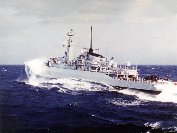 HMS Ardent F184 Type 21 Frigate In Heavy Seas