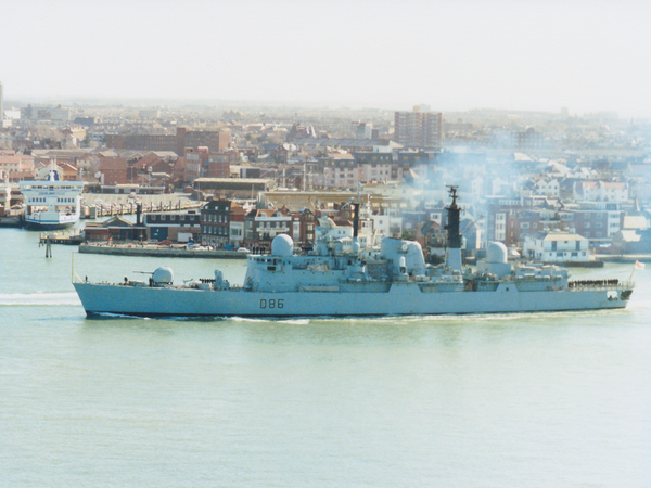 HMS Birmingham D86 Type 42 Destroyer Passing Old Portsmouth