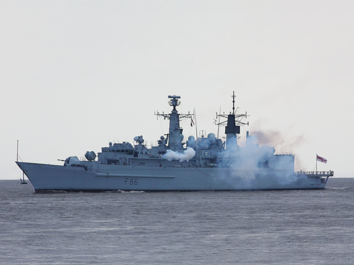 HMS Campbeltown (F86) Royal Navy Type 22 Frigate Firing a Gun Salute Photo Print Wall Art Decor Posters, Prints, & Visual Artwork Hampshire Prints 6 x 4 No Frame No