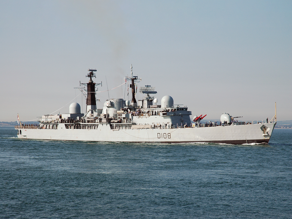 HMS Cardiff D108 Type 42 Destroyer 14 July 2005 Entering Harbour Paying off