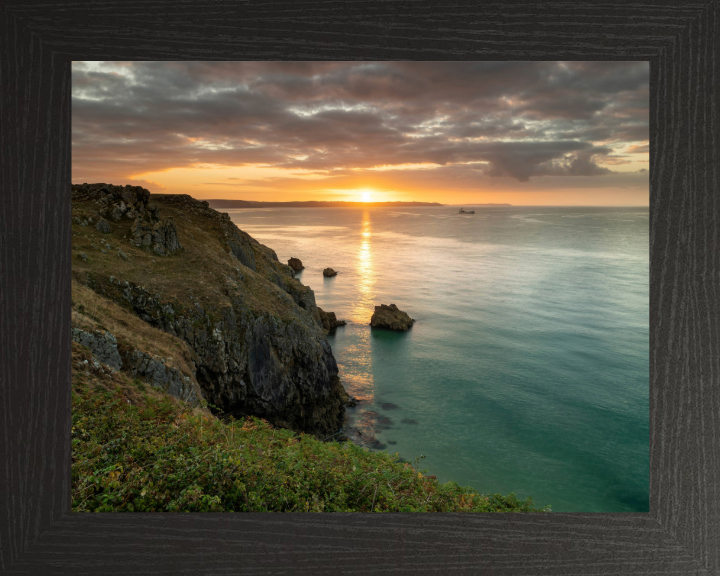 Barafundle Bay in Wales at sunset Photo Print - Canvas - Framed Photo Print - Hampshire Prints