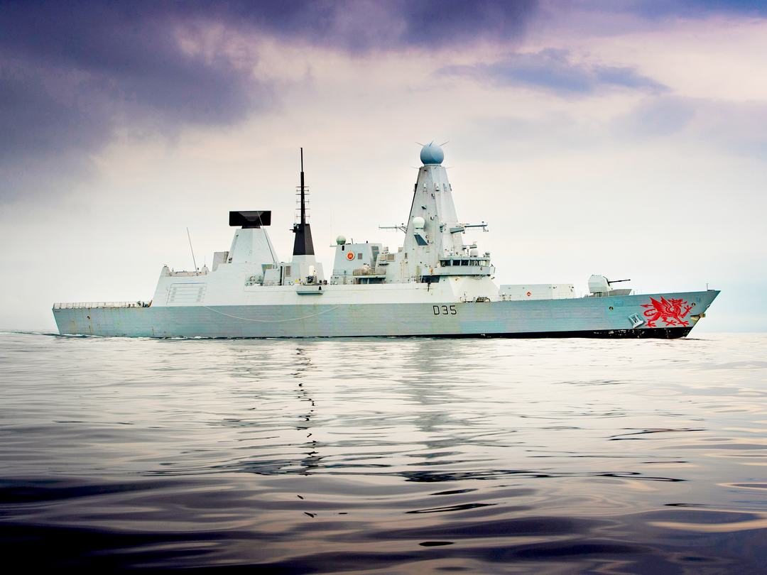 HMS Dragon D35 Type 45 Destroyer Low Starboard Beam View