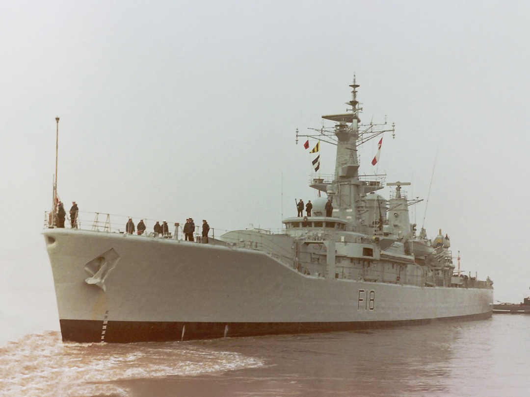 HMS Galatea (F18) Royal Navy Leander Class Frigate Low Port Bow View Photo Print Wall Art Decor - Posters, Prints, & Visual Artwork - by Hampshire Prints (image 1 of 9)
