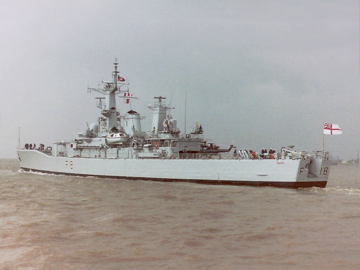 HMS Galatea (F18) Royal Navy Leander Class Frigate Leaving Harbour Photo Print Wall Art Decor - Posters, Prints, & Visual Artwork - by Hampshire Prints (image 1 of 9)