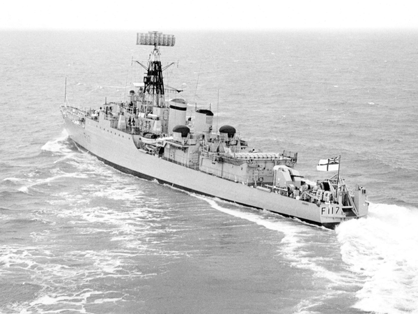 HMS Ashanti F117 Tribal Class Frigate Turning to Port