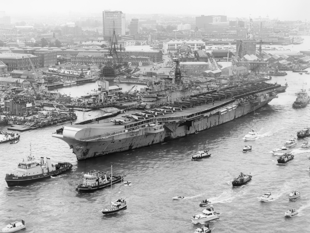 HMS Hermes (R12) Royal Navy Centaur Class Aircraft Carrier Falklands Return Photo Print Wall Art Decor - Posters, Prints, & Visual Artwork - by Hampshire Prints (image 1 of 9)