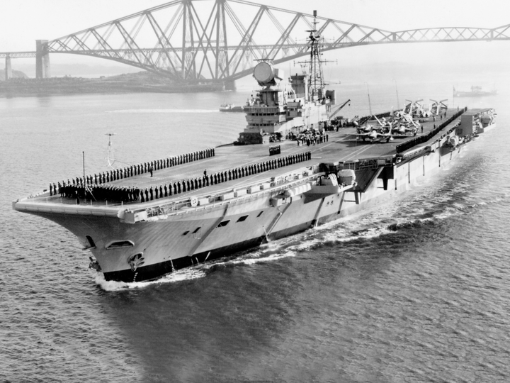 HMS Hermes (R12) Royal Navy Centaur Class Aircraft Carrier Firth of Forth Photo Print Wall Art Decor - Posters, Prints, & Visual Artwork - by Hampshire Prints (image 1 of 9)