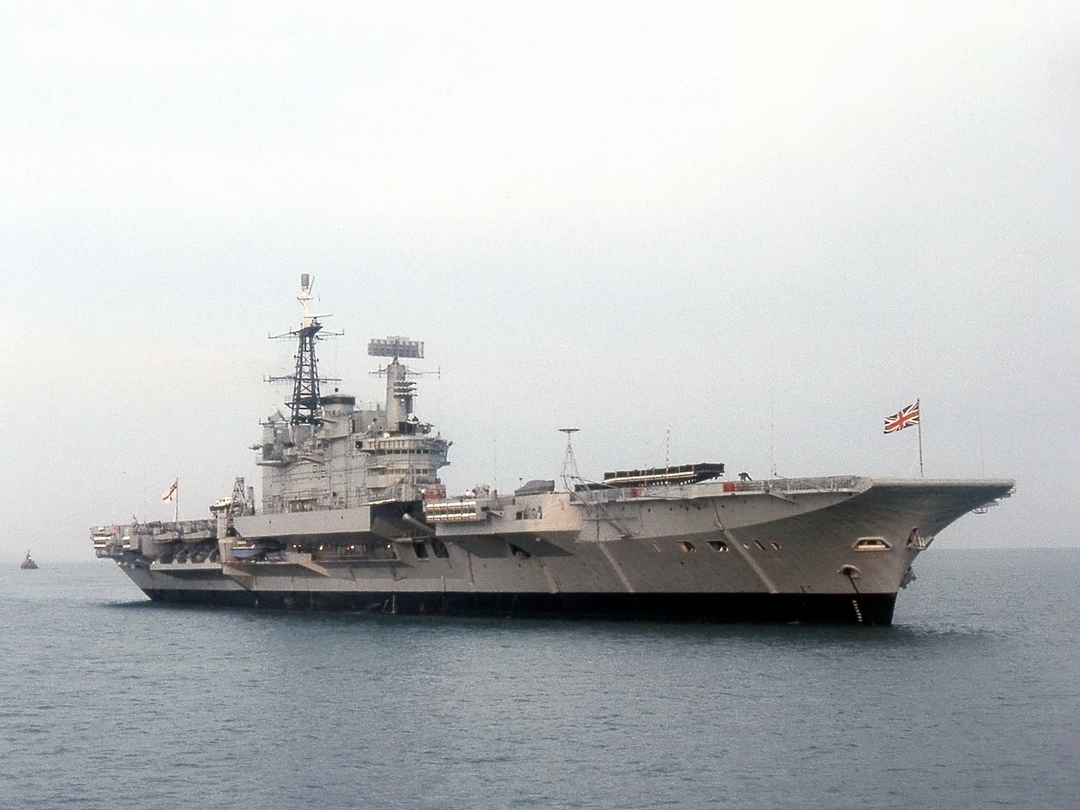 HMS Hermes (R12) Royal Navy Centaur Class Aircraft Carrier At Anchor Photo Print Wall Art Decor - Posters, Prints, & Visual Artwork - by Hampshire Prints (image 1 of 9)