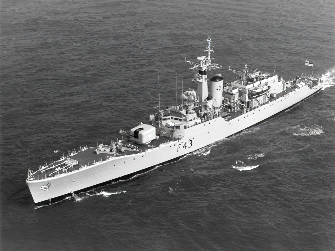 HMS Torquay F43 Whitby Class Frigate From the Air Photo Print - Posters, Prints, & Visual Artwork - by Hampshire Prints (image 1 of 9)