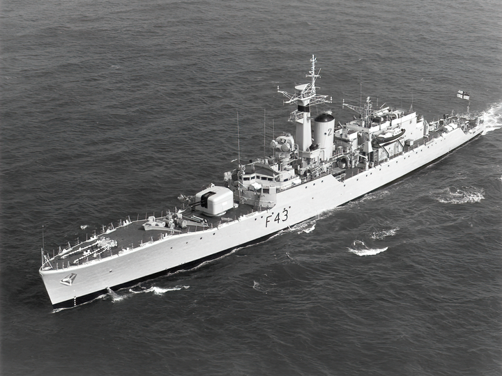 HMS Torquay F43 Whitby Class Frigate From the Air Photo Print - Posters, Prints, & Visual Artwork - by Hampshire Prints (image 1 of 9)