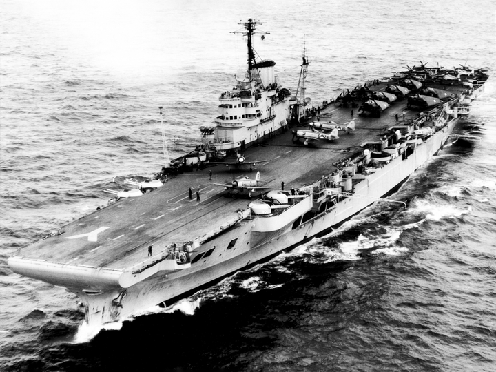 HMS Illustrious (87) Royal Navy Illustrious Class Aircraft Carrier Port Bow View Photo Print Wall Art Decor - Posters, Prints, & Visual Artwork - by Hampshire Prints (image 1 of 9)
