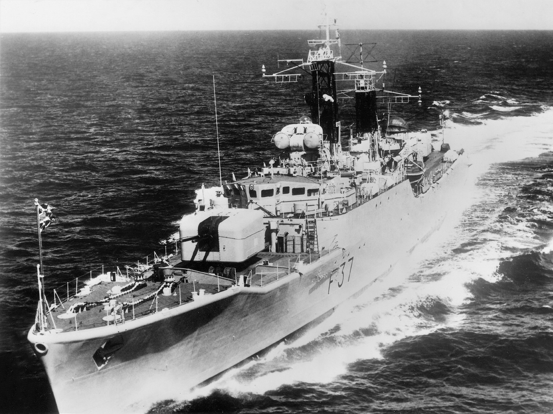 HMS Jaguar F37 Leopard Class Frigate 1963 Underway Port Bow View Photo Print - Posters, Prints, & Visual Artwork - by Hampshire Prints (image 1 of 9)
