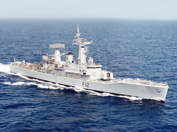HMS Achilles F12 Leander Class Frigate Starboard Bow View
