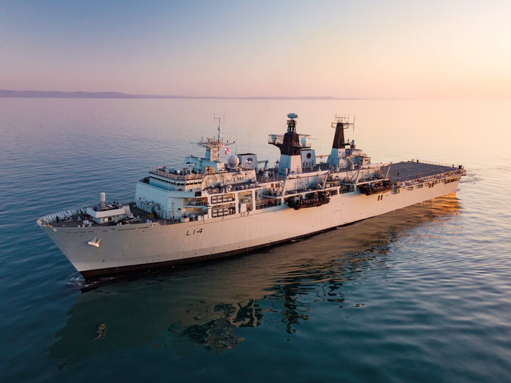 HMS Albion (L14) Royal Navy Albion Class Amphibious Ship At Sunset Photo Print Wall Art Naval Decor Posters, Prints, & Visual Artwork Hampshire Prints 6 x 4 No Frame No