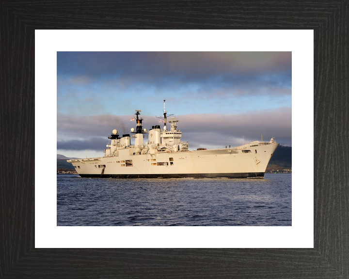 HMS Illustrious (R06) Royal Navy Invincible Class Aircraft Carrier Starboard View at Sunset Photo Print Wall Art Decor - Posters, Prints, & Visual Artwork - by Hampshire Prints (image 2 of 9)