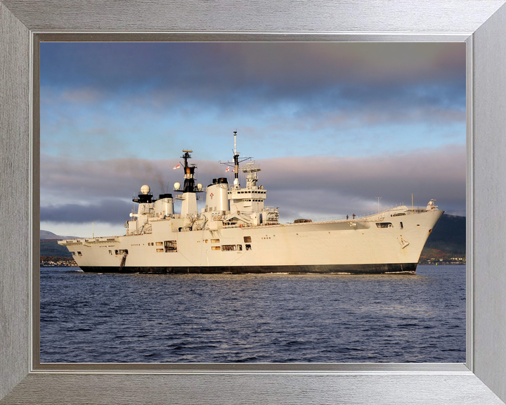 HMS Illustrious (R06) Royal Navy Invincible Class Aircraft Carrier Starboard View at Sunset Photo Print Wall Art Decor - Posters, Prints, & Visual Artwork - by Hampshire Prints (image 7 of 9)