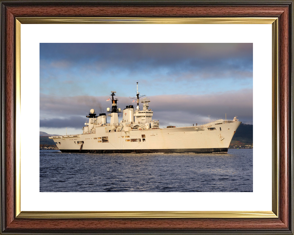 HMS Illustrious (R06) Royal Navy Invincible Class Aircraft Carrier Starboard View at Sunset Photo Print Wall Art Decor - Posters, Prints, & Visual Artwork - by Hampshire Prints (image 8 of 9)