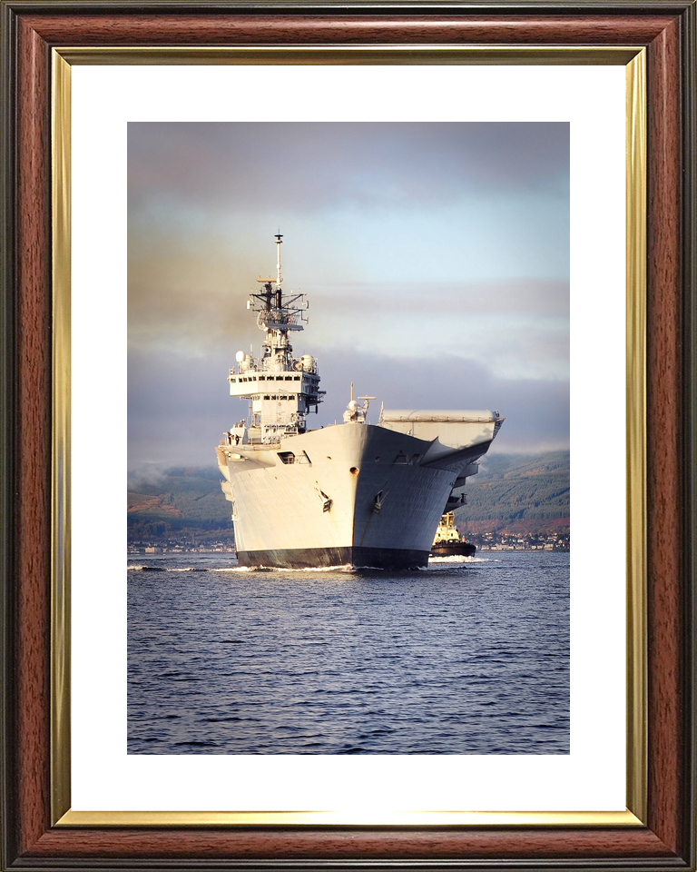 HMS Illustrious (R06) Royal Navy Invincible Class Aircraft Carrier Bow View at Sunset Photo Print Wall Art Decor - Posters, Prints, & Visual Artwork - by Hampshire Prints (image 8 of 9)