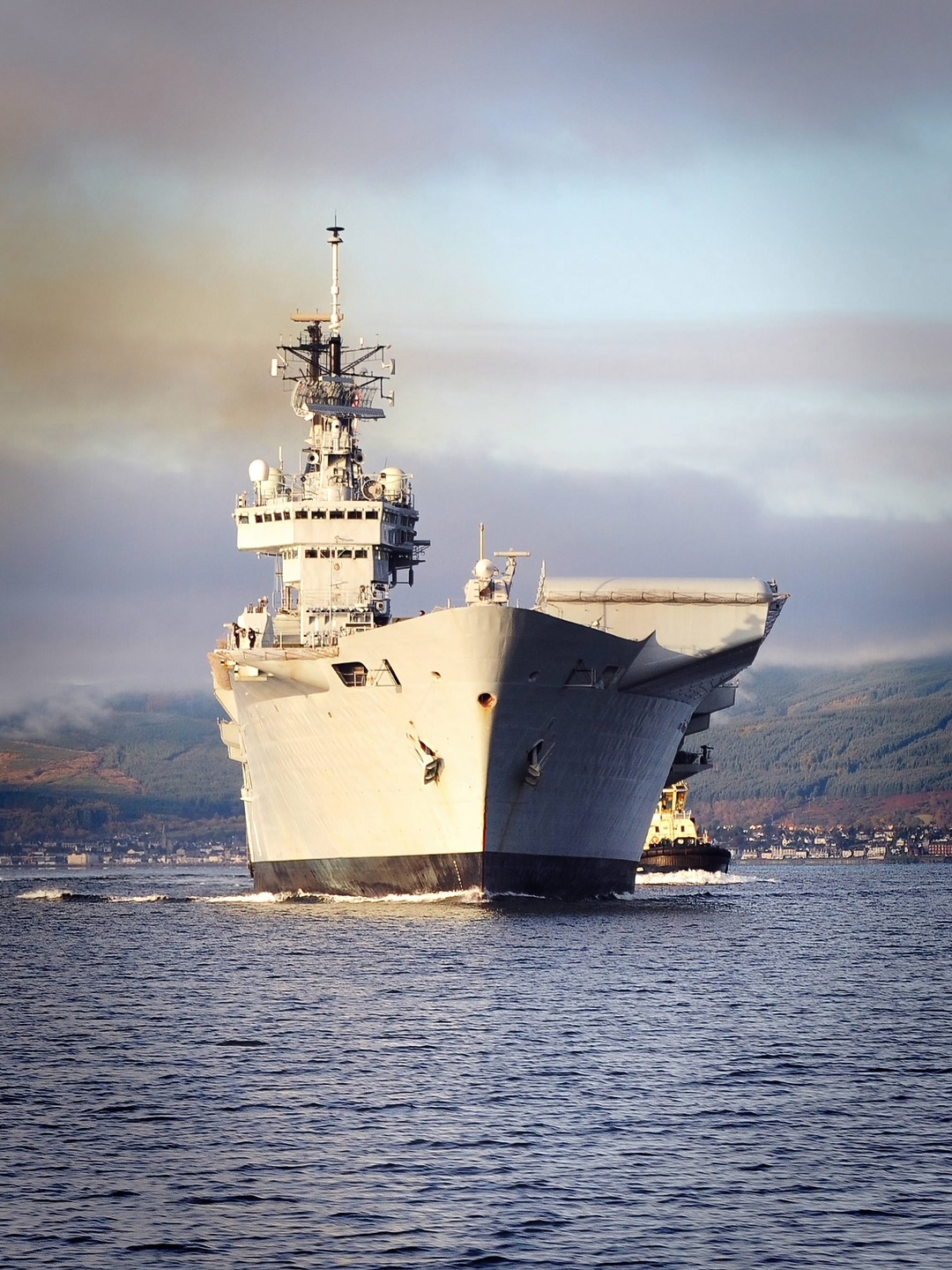 HMS Illustrious (R06) Royal Navy Invincible Class Aircraft Carrier Bow View at Sunset Photo Print Wall Art Decor - Posters, Prints, & Visual Artwork - by Hampshire Prints (image 1 of 9)
